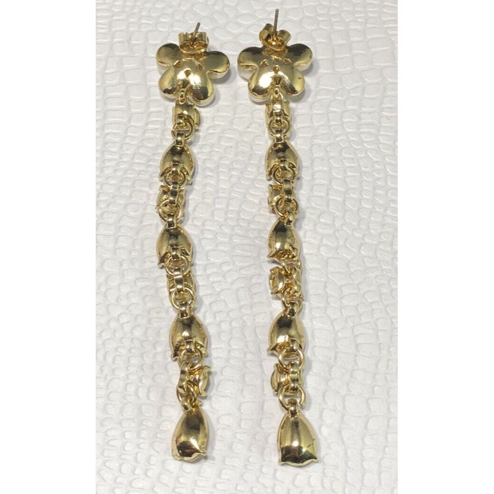 Petit Moments Daisy Drop Earrings 4 Inches Pearl Multicolored Stones Floral View 4